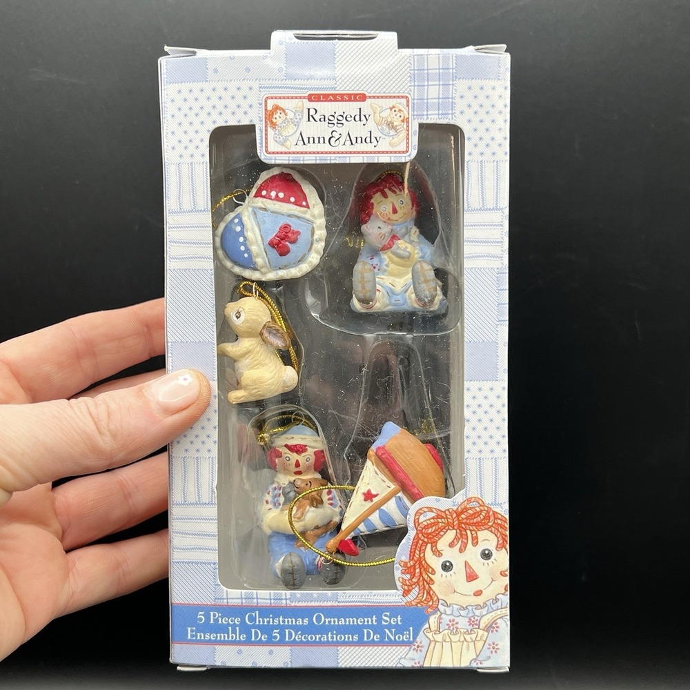 Kurt Adler Raggedy Ann & Andy‎ Ornaments Set Of 5 mini Christmas Holiday NEW